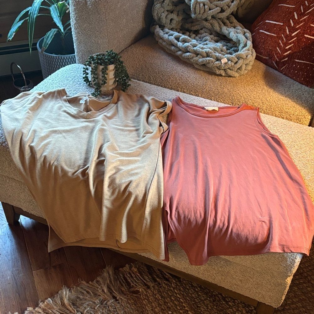 Women's Tan and Dusty Coral Tops